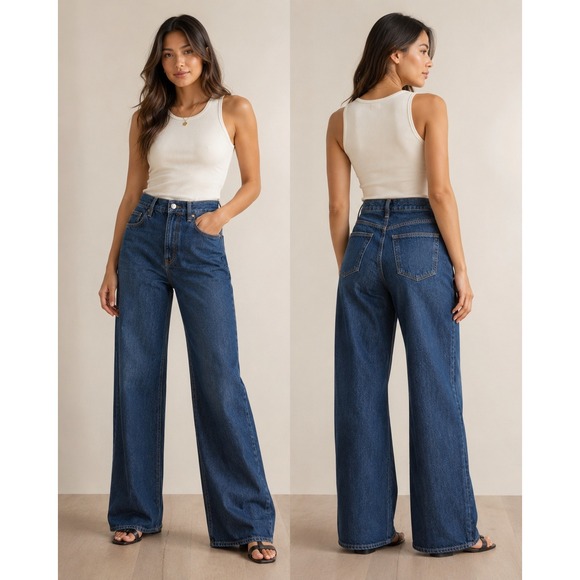 FRAME Denim - FRAME The Loose Jeans Size 25 Dark Wash High Rise Wide Leg Denim